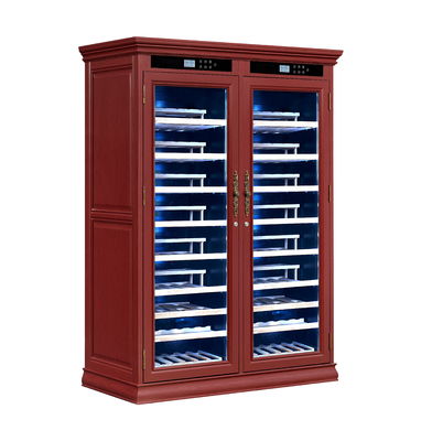 Touch Control Dual Glass Door Luxury Solid Wood Wine Cooler Cabinet