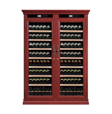 Touch Control Dual Glass Door Luxury Solid Wood Wine Cooler Cabinet
