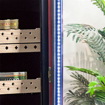 سعر جيد الباب الزجاجي الخشبية الحمراء الإطار الخزانة تبريد السجائر هوميدور مع القفل الانترنت