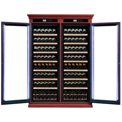 Touch Control Dual Glass Door Luxury Solid Wood Wine Cooler Cabinet